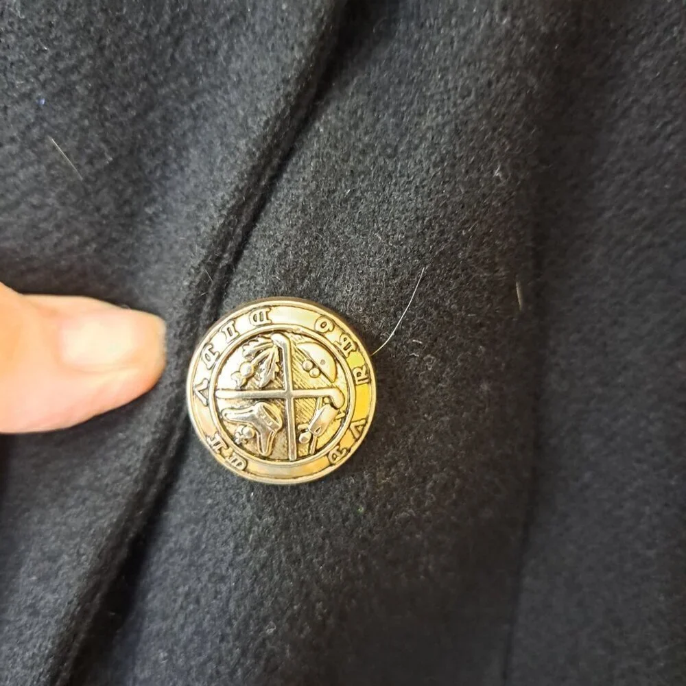 Stephanie Andrews 12P Black Wool Double Breasted Blazer Office Academia Classic
